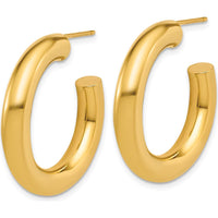 14K Yellow Gold Polished 30mm C-Hoop Post Earrings by 0