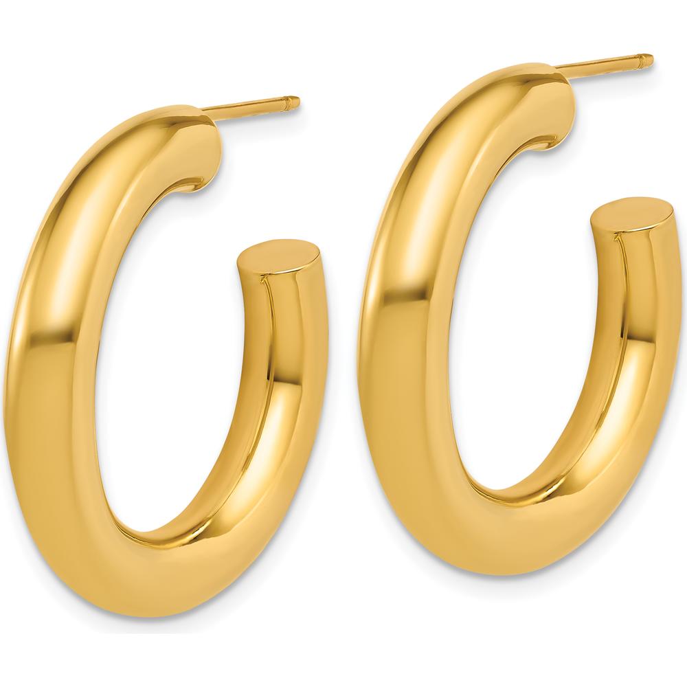 14K Yellow Gold Polished 30mm C-Hoop Post Earrings by 0