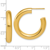 14K Yellow Gold Polished 30mm C-Hoop Post Earrings by 0