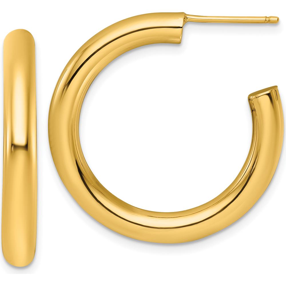 14K Yellow Gold Polished 30mm C-Hoop Post Earrings by 0