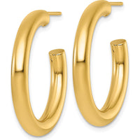 14K Yellow Gold Polished 30mm C-Hoop Post Earrings by 0