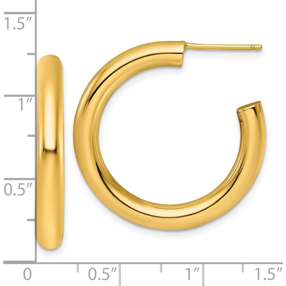 14K Yellow Gold Polished 30mm C-Hoop Post Earrings by 0
