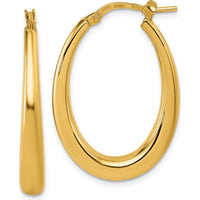 14K Yellow Gold Polished 30mm Graduated Puffed Oval Hoop Earrings by 0