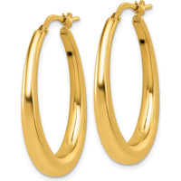 14K Yellow Gold Polished 30mm Graduated Puffed Oval Hoop Earrings by 0
