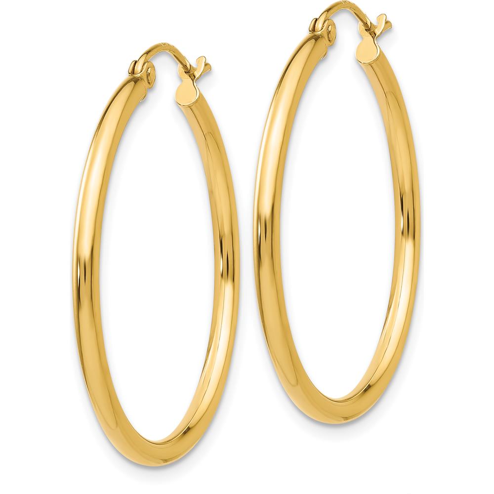 14K Yellow Gold Polished 30mm Large Hoop Earrings - Lightweight & Elegant by 0