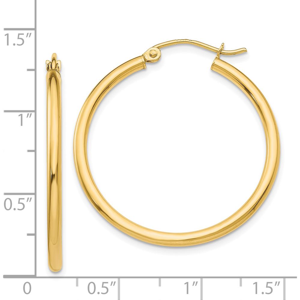 14K Yellow Gold Polished 30mm Large Hoop Earrings - Lightweight & Elegant by 0