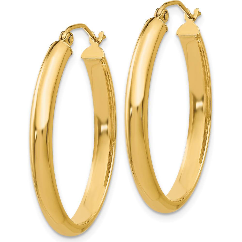 14K Yellow Gold Polished 30mm Oval Hoop Earrings - Classic Timeless Design by 0