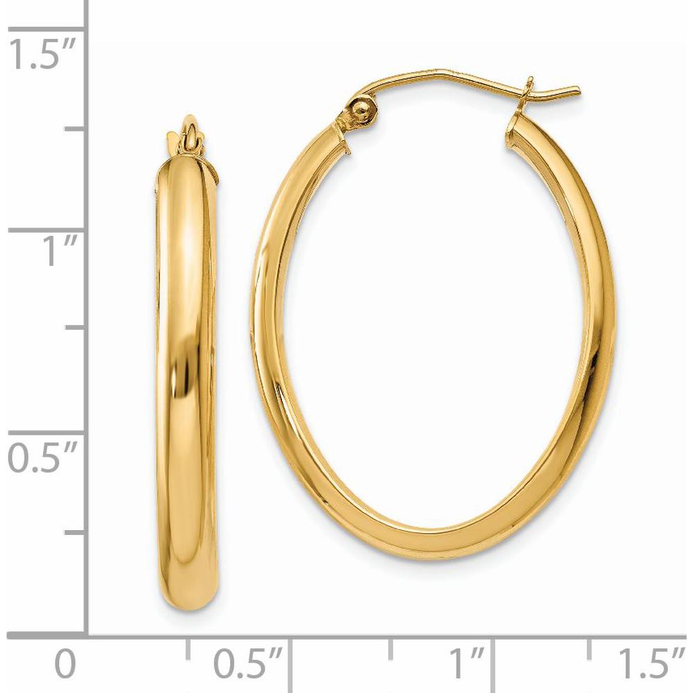 14K Yellow Gold Polished 30mm Oval Hoop Earrings - Classic Timeless Design by 0