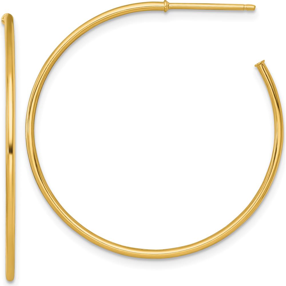 14K Yellow Gold Polished 35mm C-Hoop Post Earrings by 0