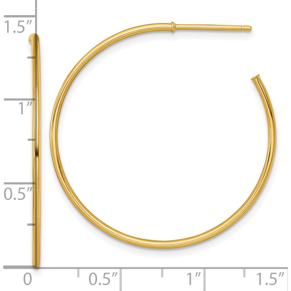 14K Yellow Gold Polished 35mm C-Hoop Post Earrings by 0