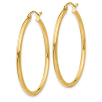 14K Yellow Gold Polished 35mm Lightweight Tube Hoop Earrings by 0