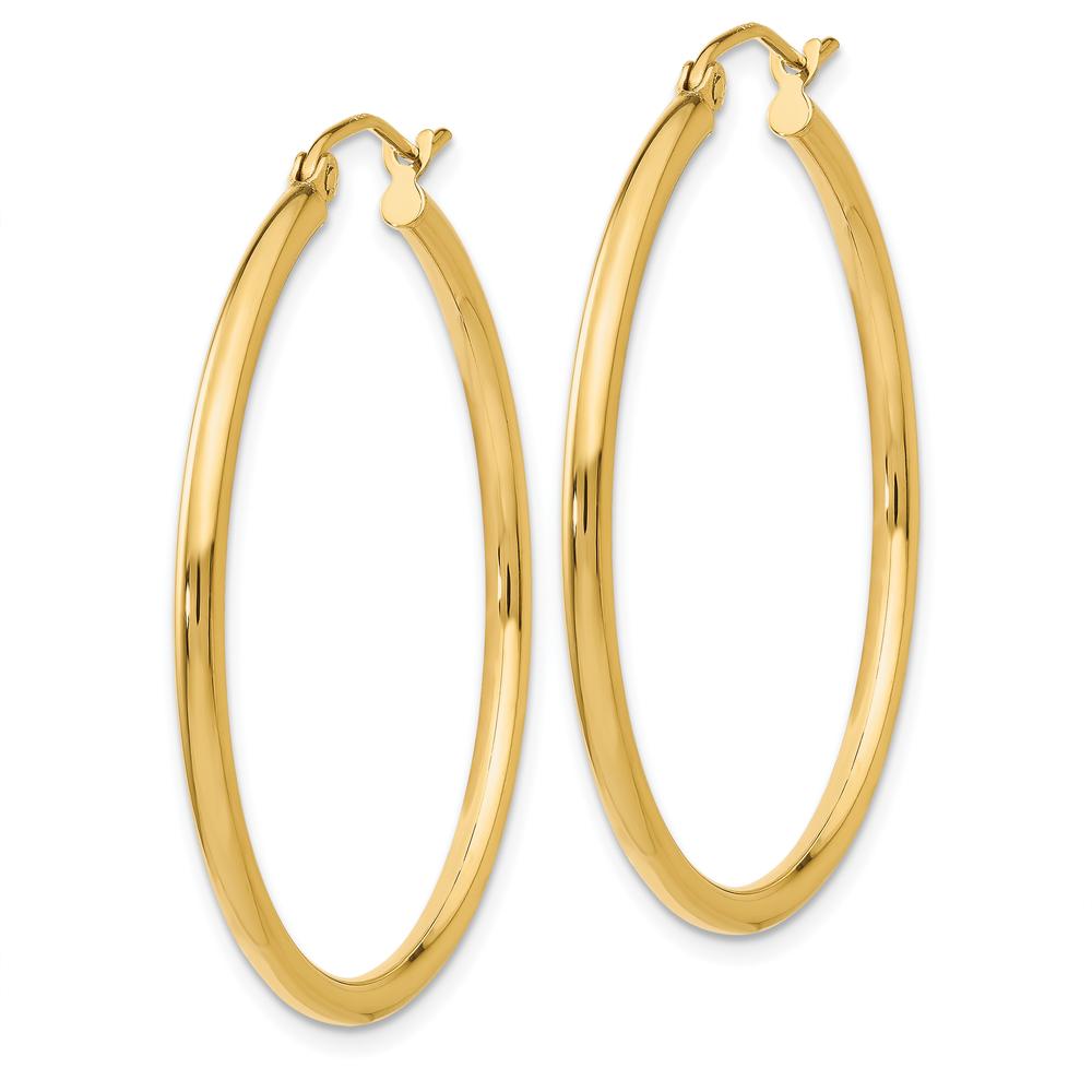 14K Yellow Gold Polished 35mm Lightweight Tube Hoop Earrings by 0