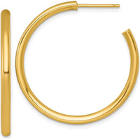 14K Yellow Gold Polished 35mm Tube C-Hoop Post Earrings by 0