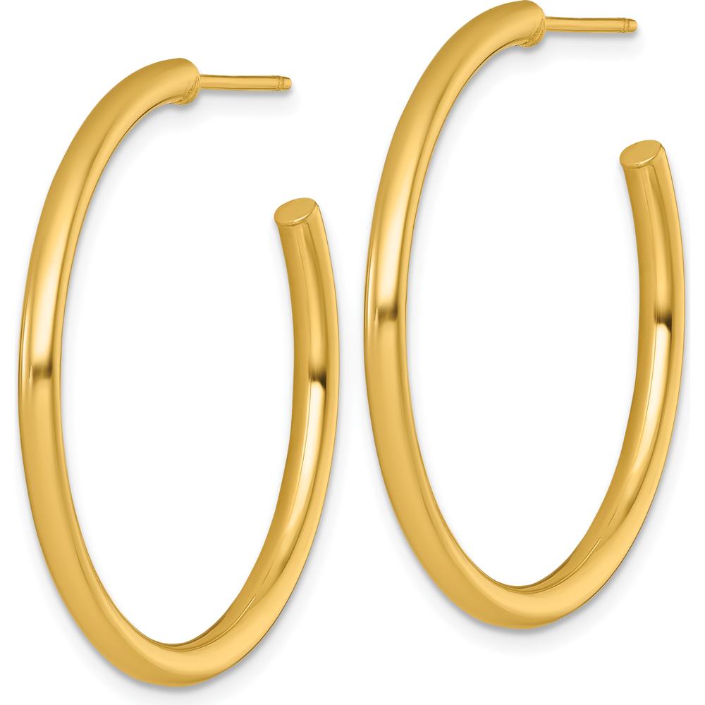 14K Yellow Gold Polished 35mm Tube C-Hoop Post Earrings by 0