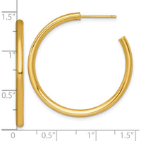 14K Yellow Gold Polished 35mm Tube C-Hoop Post Earrings by 0