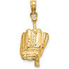 14K Yellow Gold Polished 3D Baseball Glove/Bat Pendant - Solid Gold Textured Design by Oro Pregiato