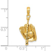14K Yellow Gold Polished 3D Baseball Glove/Bat Pendant - Solid Gold Textured Design by Oro Pregiato