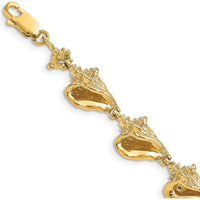 14K Yellow Gold Polished 3D Conch Shell Link Bracelet - 7.25" by Oro Pregiato