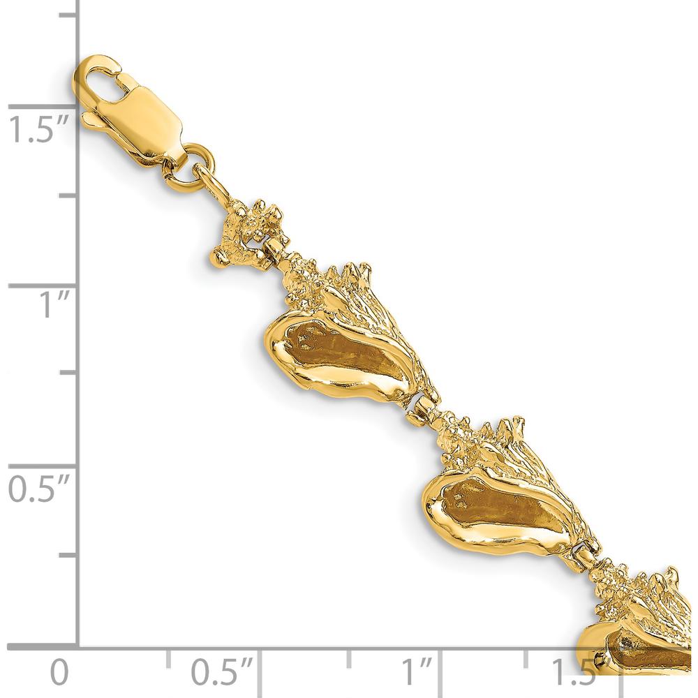 14K Yellow Gold Polished 3D Conch Shell Link Bracelet - 7.25" by Oro Pregiato