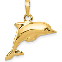 14K Yellow Gold Polished 3D Dolphin Pendant - Ocean Charm by Oro Pregiato