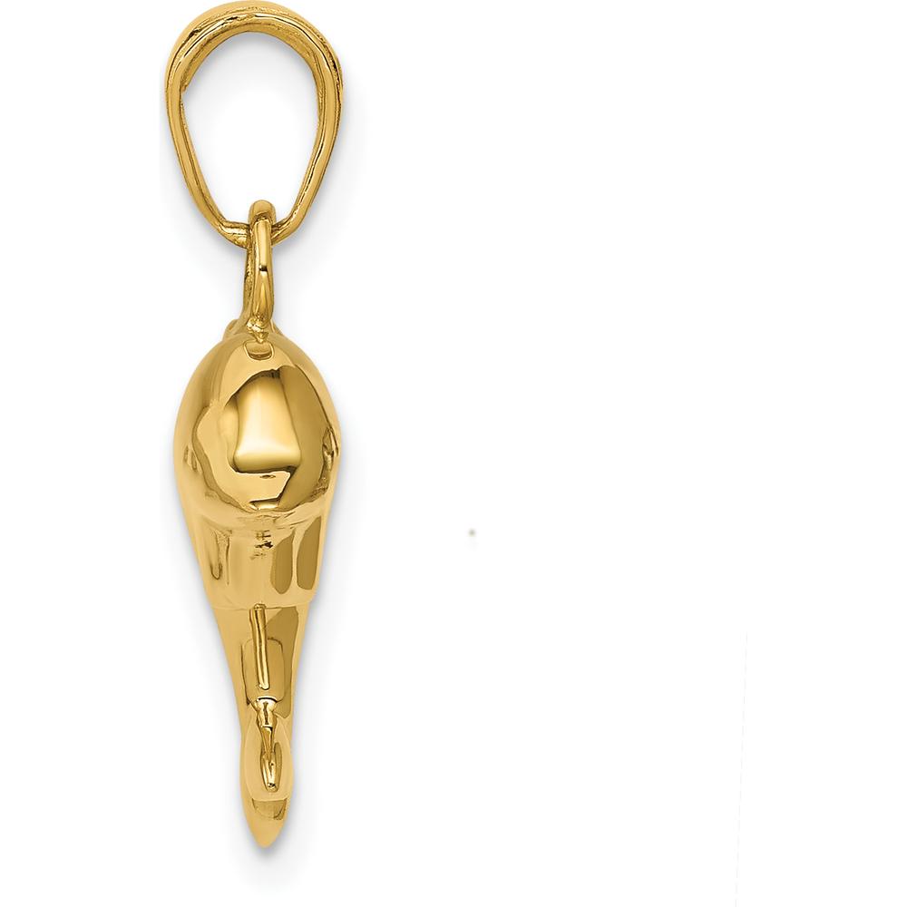 14K Yellow Gold Polished 3D Dolphin Pendant - Ocean Charm by Oro Pregiato