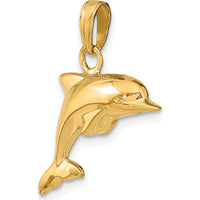 14K Yellow Gold Polished 3D Dolphin Pendant - Ocean Charm by Oro Pregiato