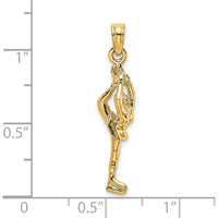 14K Yellow Gold Polished 3D Figure Skater Charm - 21mm Length by Oro Pregiato