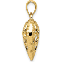 14K Yellow Gold Polished 3D Filigree Puffed Heart Pendant by Oro Pregiato