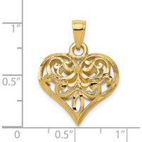 14K Yellow Gold Polished 3D Filigree Puffed Heart Pendant by Oro Pregiato