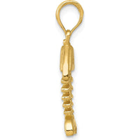 14K Yellow Gold Polished 3D Fish Bone Pendant - 23mm Length by Oro Pregiato