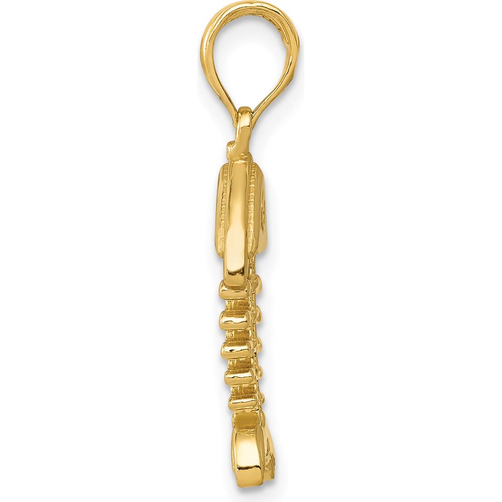 14K Yellow Gold Polished 3D Fish Bone Pendant - 23mm Length by Oro Pregiato