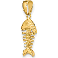 14K Yellow Gold Polished 3D Fish Bone Pendant - 23mm Length by Oro Pregiato
