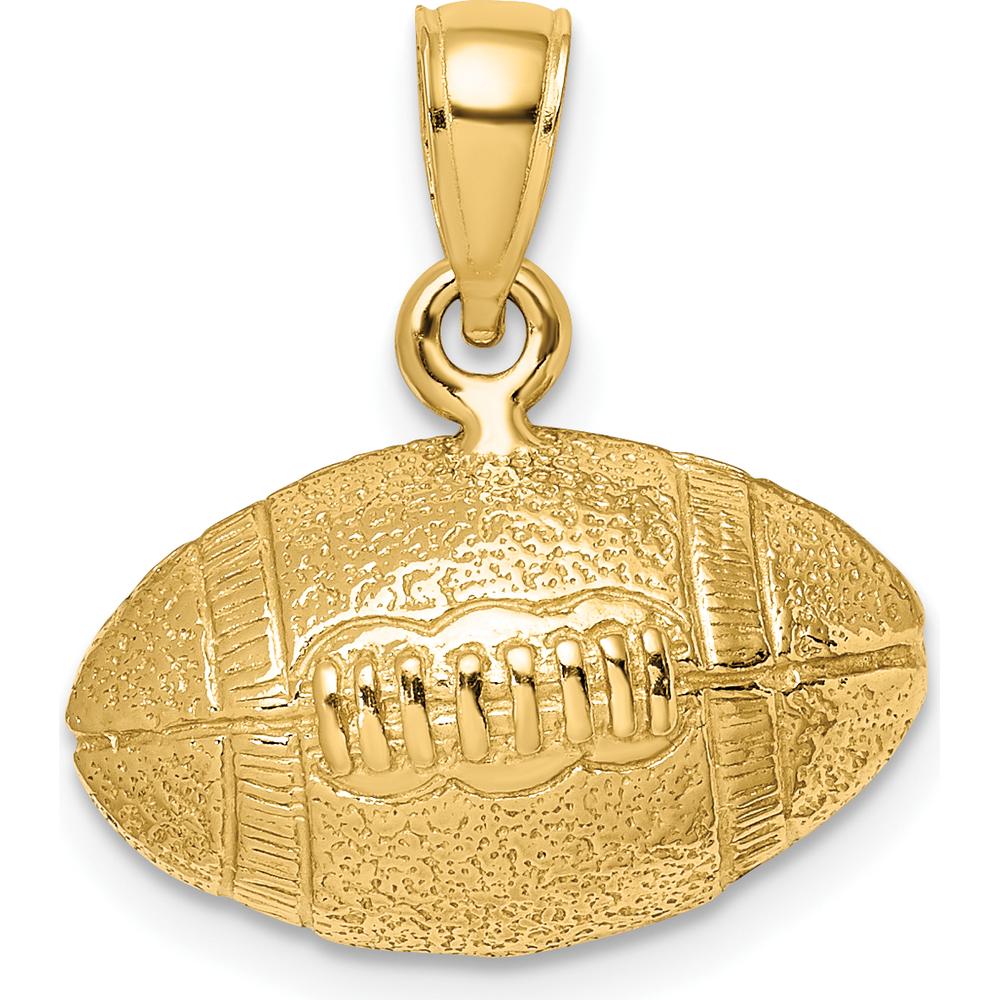 14K Yellow Gold Polished 3D Football Charm with Textured Finish - Sports Jewelry Pendant by Oro Pregiato