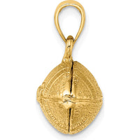 14K Yellow Gold Polished 3D Football Charm with Textured Finish - Sports Jewelry Pendant by Oro Pregiato