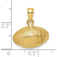 14K Yellow Gold Polished 3D Football Charm with Textured Finish - Sports Jewelry Pendant by Oro Pregiato