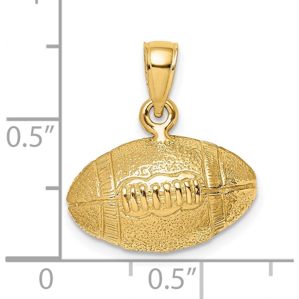 14K Yellow Gold Polished 3D Football Charm with Textured Finish - Sports Jewelry Pendant by Oro Pregiato