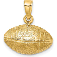 14K Yellow Gold Polished 3D Football Charm with Textured Finish - Sports Jewelry Pendant by Oro Pregiato