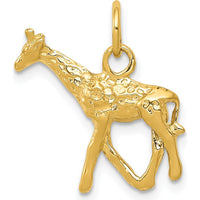 14K Yellow Gold Polished 3D Giraffe Charm Pendant - 17mm Length by Oro Pregiato