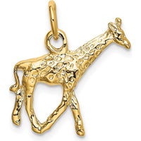 14K Yellow Gold Polished 3D Giraffe Charm Pendant - 17mm Length by Oro Pregiato