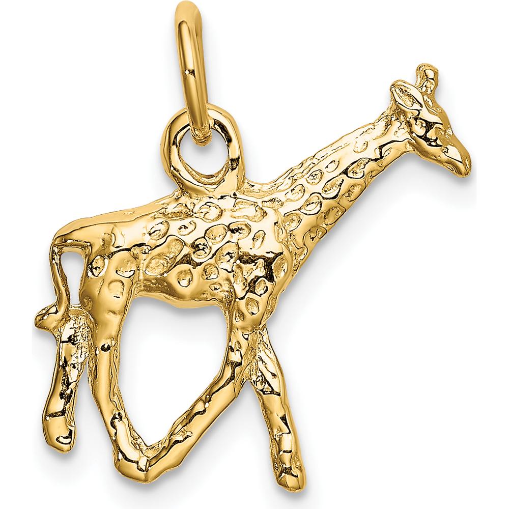 14K Yellow Gold Polished 3D Giraffe Charm Pendant - 17mm Length by Oro Pregiato