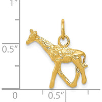 14K Yellow Gold Polished 3D Giraffe Charm Pendant - 17mm Length by Oro Pregiato