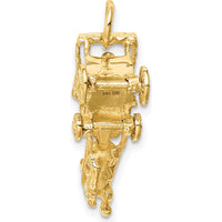 14K Yellow Gold Polished 3D Horse and Carriage Charm with Moveable Wheels by Oro Pregiato