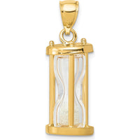 14K Yellow Gold Polished 3D Hourglass Pendant with Clear Beads by Oro Pregiato