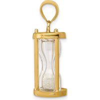 14K Yellow Gold Polished 3D Hourglass Pendant with Clear Beads by Oro Pregiato