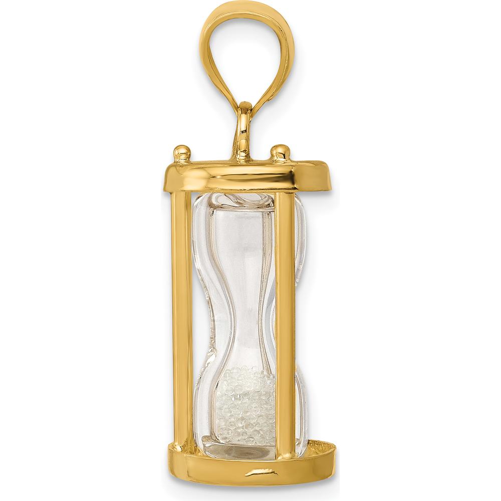 14K Yellow Gold Polished 3D Hourglass Pendant with Clear Beads by Oro Pregiato