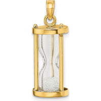 14K Yellow Gold Polished 3D Hourglass Pendant with Clear Beads by Oro Pregiato