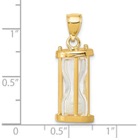 14K Yellow Gold Polished 3D Hourglass Pendant with Clear Beads by Oro Pregiato