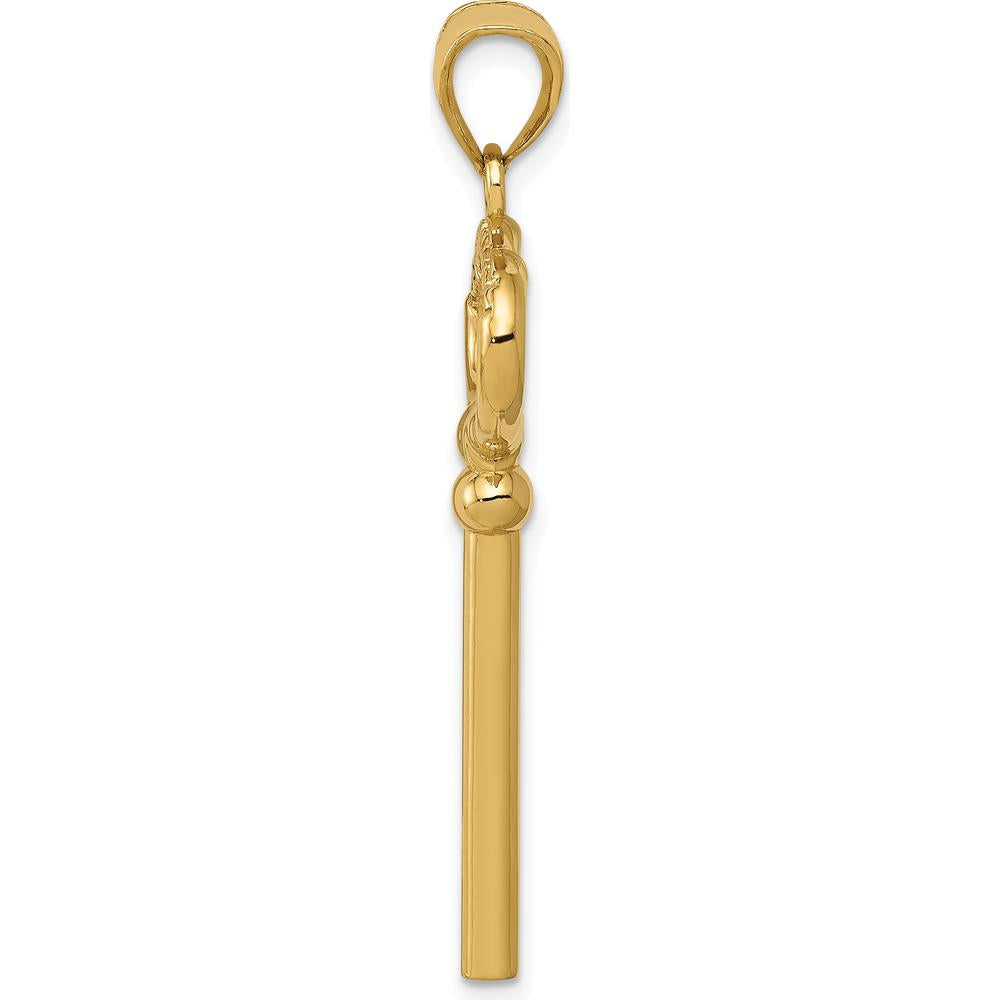 14K Yellow Gold Polished 3D Key to My Heart Pendant Charm by Oro Pregiato