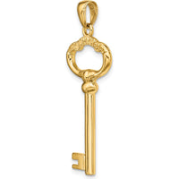 14K Yellow Gold Polished 3D Key to My Heart Pendant Charm by Oro Pregiato