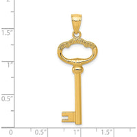 14K Yellow Gold Polished 3D Key to My Heart Pendant Charm by Oro Pregiato